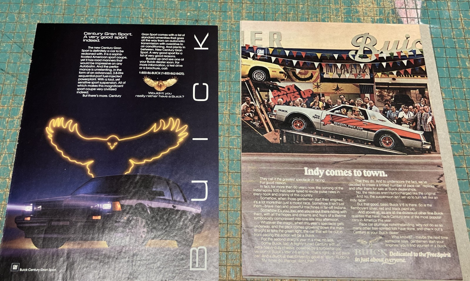 1976 Buick Century Indy Pace Carr*Original* Lot of 2 car ad c