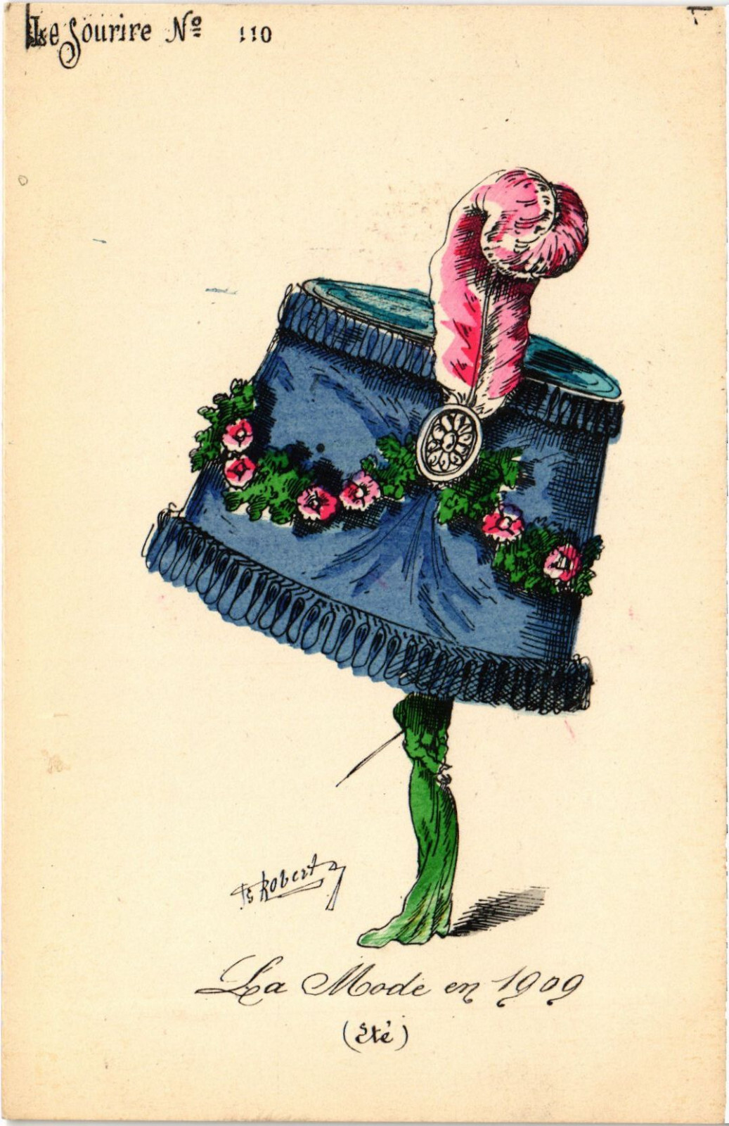 PC ARTIST SIGNED, ROBERTY, LA MODE EN 1909, BIG HAT, Vintage Postcard (b51415)