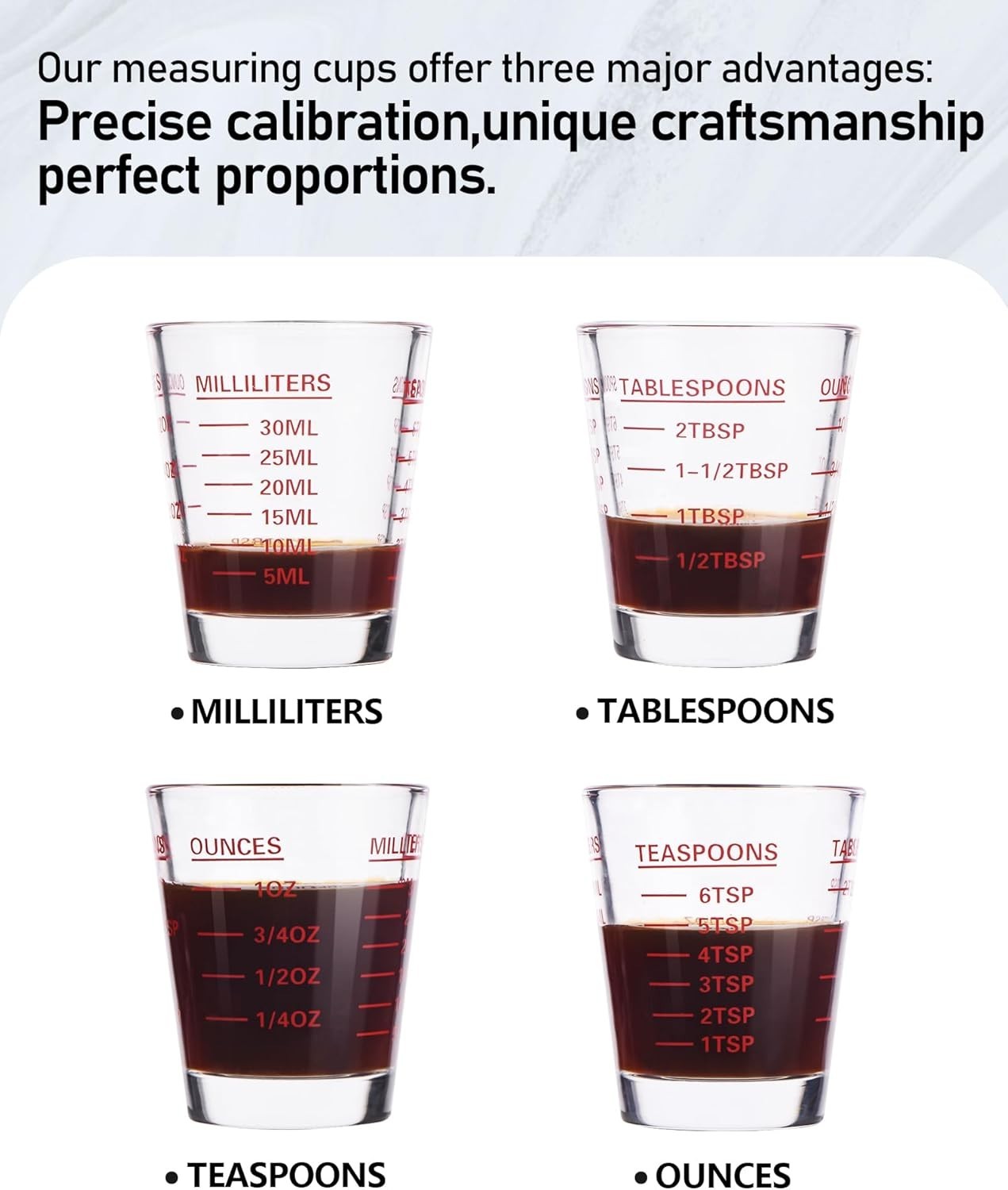 Shot Glasses Measuring Cup Set 2PACK Espresso Shot Glasses Liquid Heavy Glass…