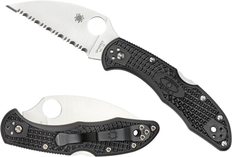 SPYDERCO Delica 4 2.87″ Black Flat Grind Wharncliff Serr FRN Handle C11FSWCBK