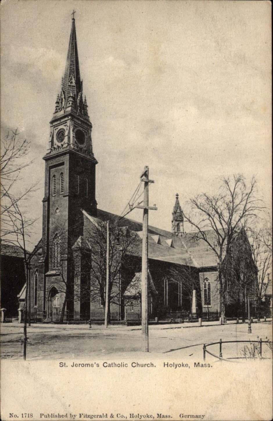 St Jeromes Catholic Church Holyoke Mass vintage UDB postcard m181