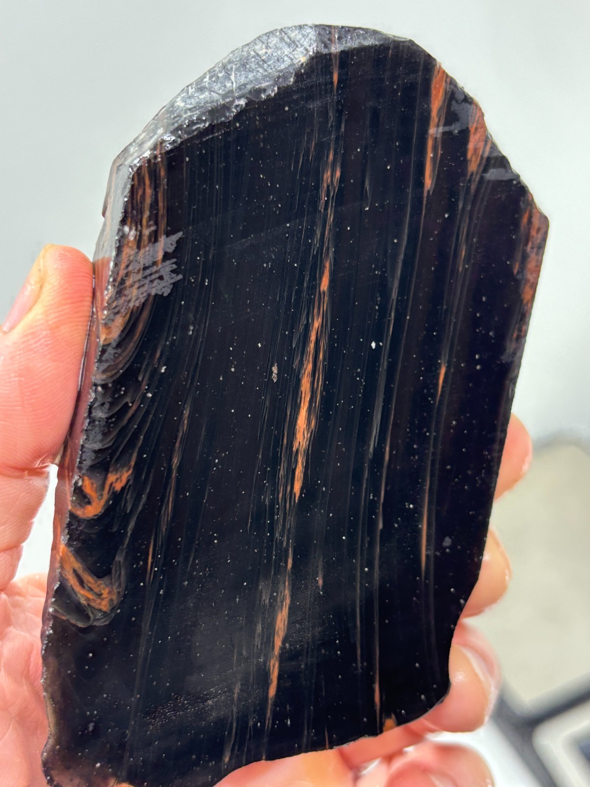 Tri-flow Sheen/Lace Obsidian Slab Lapidary Cabbing Knapping Combo ship avail