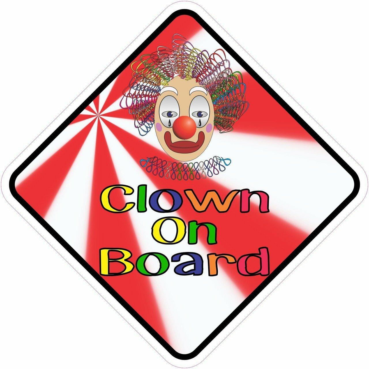 StickerTalk 5in x 5in Clown On Board Sticker Car Truck Vehicle Bumper Decal