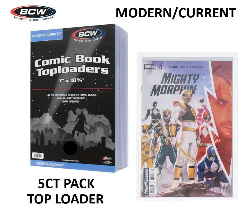 BCW (New) 5 Pack – Comic Book Top Loader – Current/Modern Rigid PVC Holder