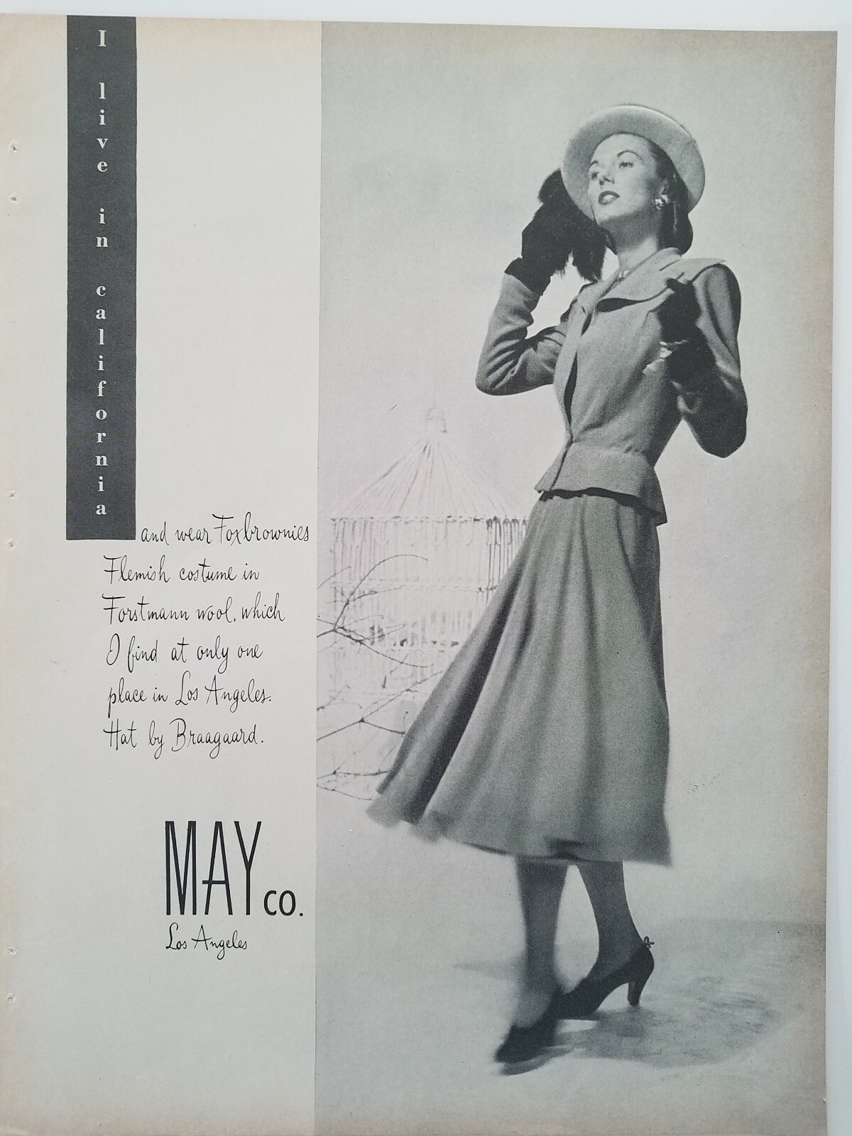 1947 May Co Company Los Angeles Ca women’s Foxbrownie Fleming dress ad