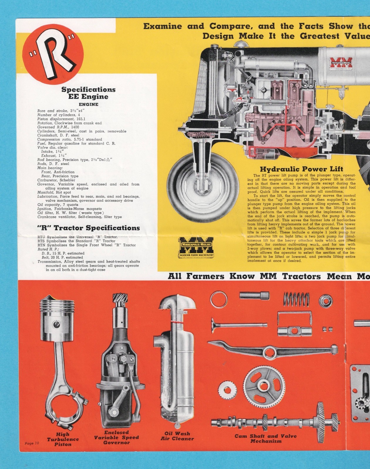 MINNEAPOLIS-MOLINE UNIVERSAL ‘R’ TRACTOR 20 PAGE BROCHURE 1940 [light wear]