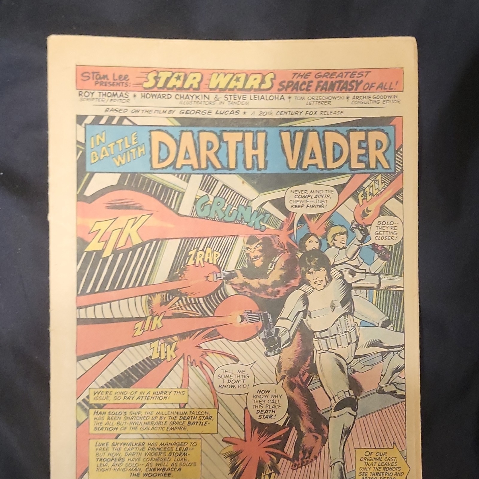 Star Wars Clipped Comic Strip “In Battle With Darth Vader” Roy Thomas Chaykin