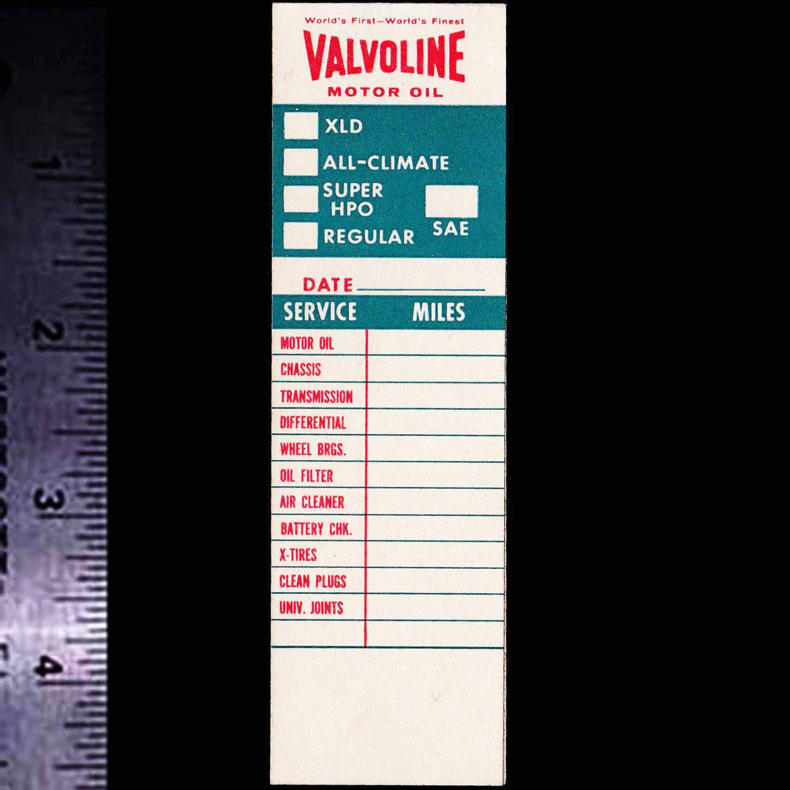 VALVOLINE – Original Vintage 1960’s 70’s Racing Oil Change Service Decal/Sticker