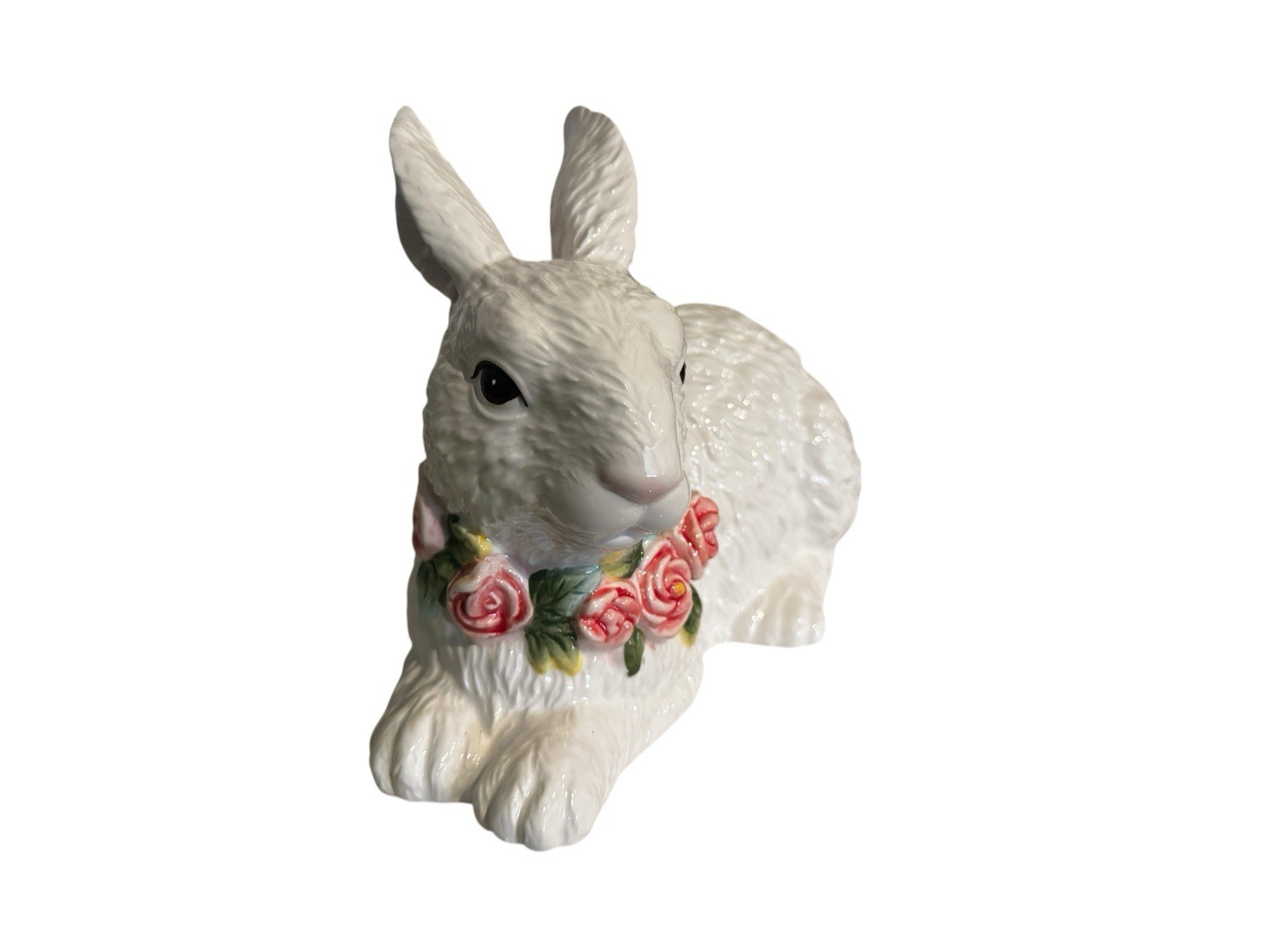 Fitz And Floyd La Fleur Rabbit Figurine Resting 10.75 In Hand Painted Spring