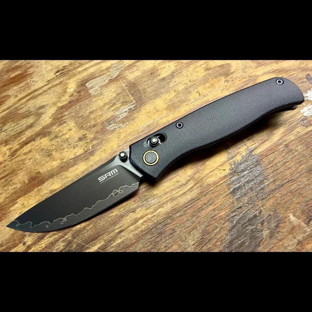 SRM 255L-MB2, Black Micarta, glow T.studs, axis lock- Laminated 140Cr Steel
