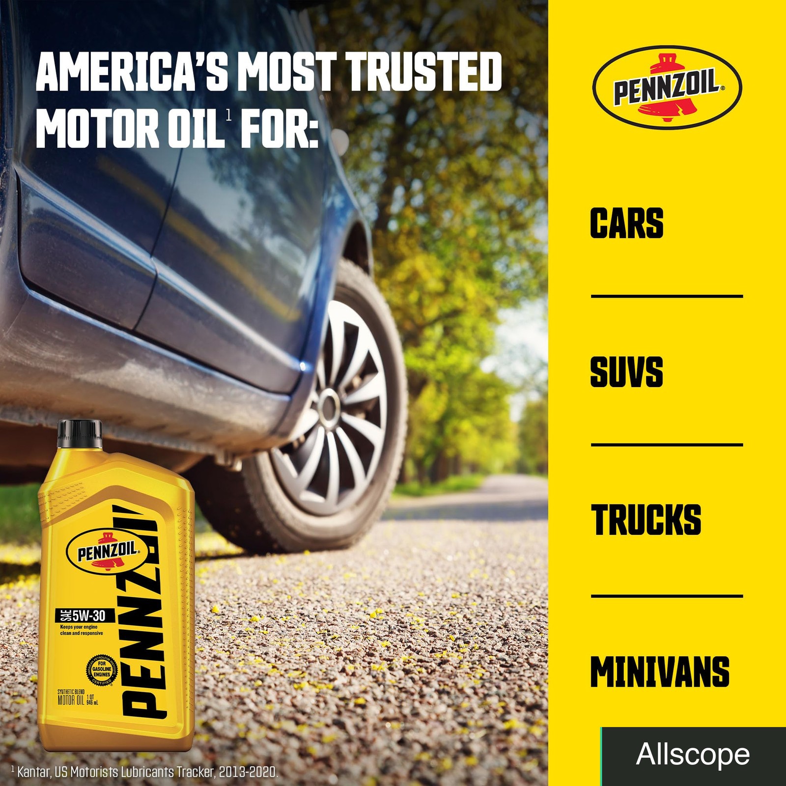 Pennzoil Synthetic Blend 5W-30 Motor Oil (1-Quart, SinglePack) (Pack of 2)