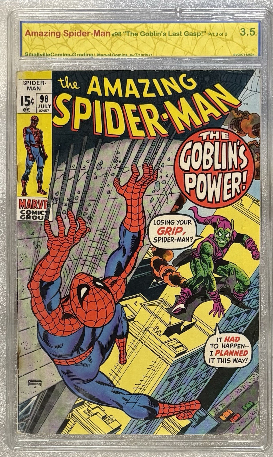 AMAZING SPIDER-MAN 98 SVG 3.5 GREEN GOBLIN APP. DRUG STORY NO CCA STAN LEE! 😱