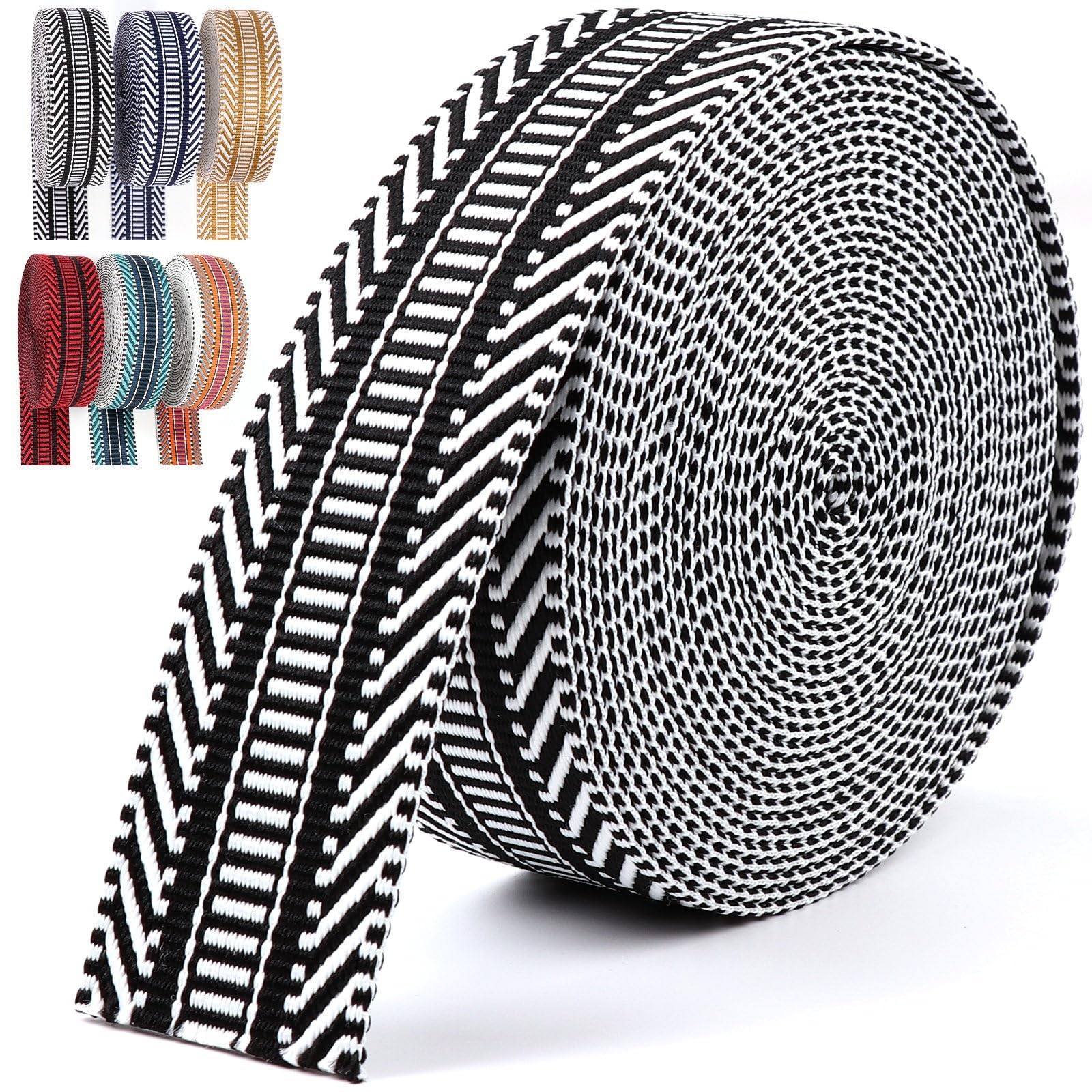 Nylon Webbing 1.5 inch -6 Yards Black Jacquard Cotton Webbing -Straps Seat Be…