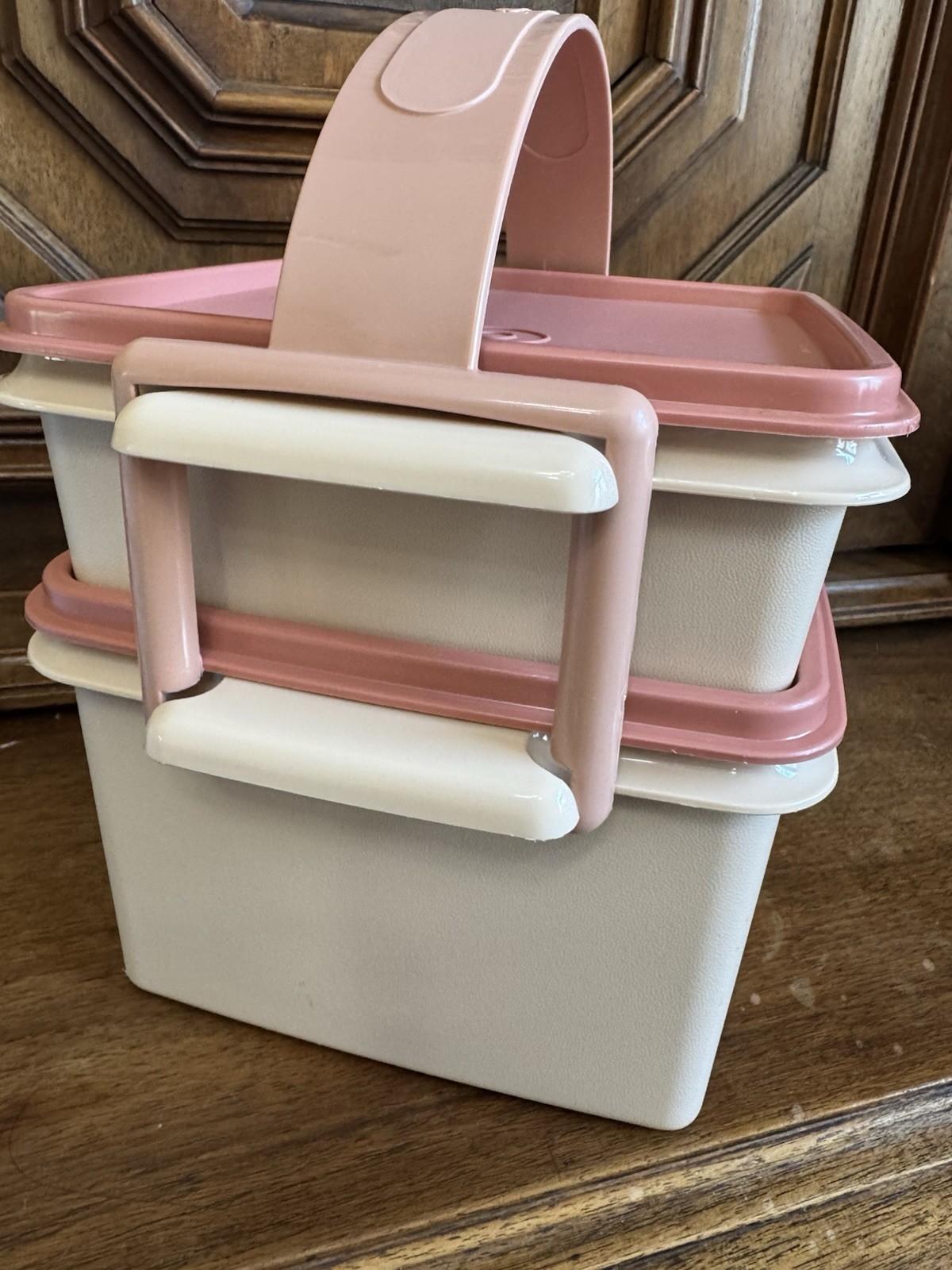 Vintage Tupperware 1674, Squared Away Lunch Kit, Pinks
