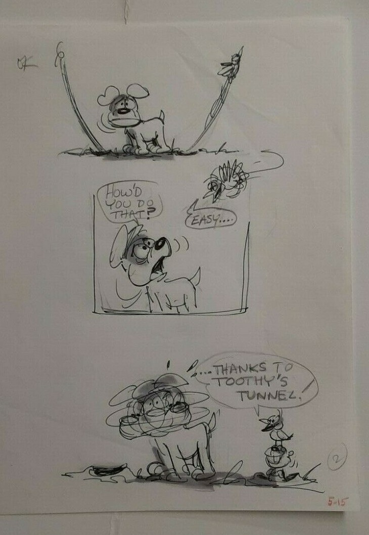 WALT DISNEY ORIGINAL DAILY COMIC STRIP DRAWING OF “SCAMP” by Bill Berg 5/15/79