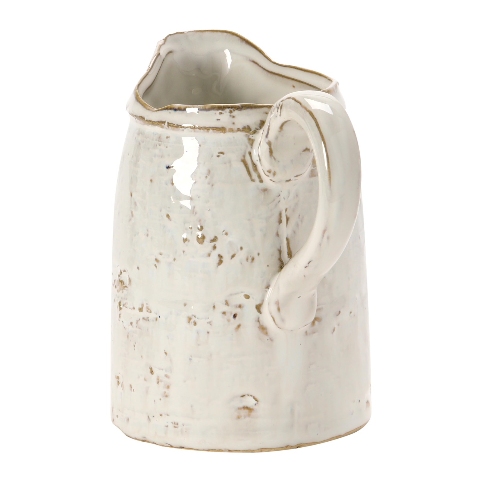 28 oz. Stoneware Pitcher, Reactive Glaze, White (Each Will Vary)