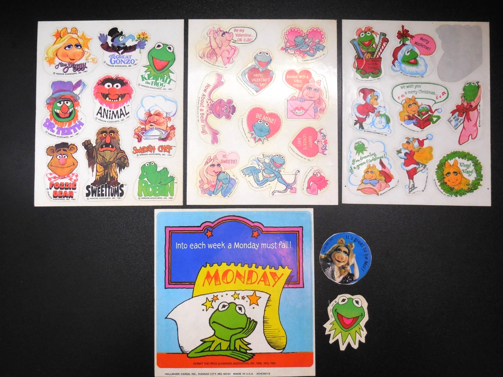 Rare Vintage 1980-82 Muppets Sheet & Loose Stickers Hallmark Henson Assoc. READ