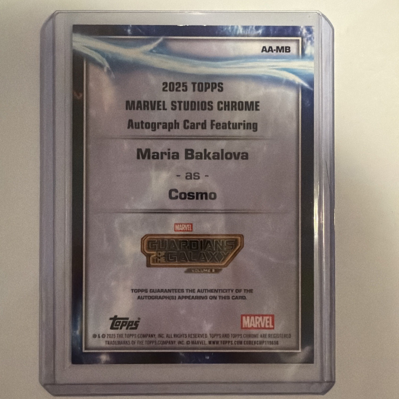 2025 Marvel Studios Chrome Topps Cosmo AUTO Maria Bakalova Gold Refractor /50