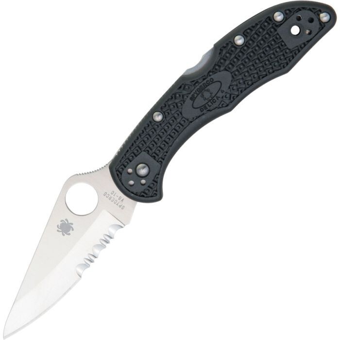 Spyderco Delica 4 Folding Knife 3″ VG-10 Steel Part Serrated Blade FRN Handle