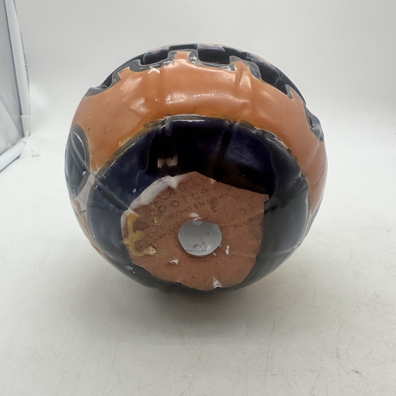 Talavera Blue Orange Mexican Pottery Jack O Lantern Pumpkin Decor New Halloween