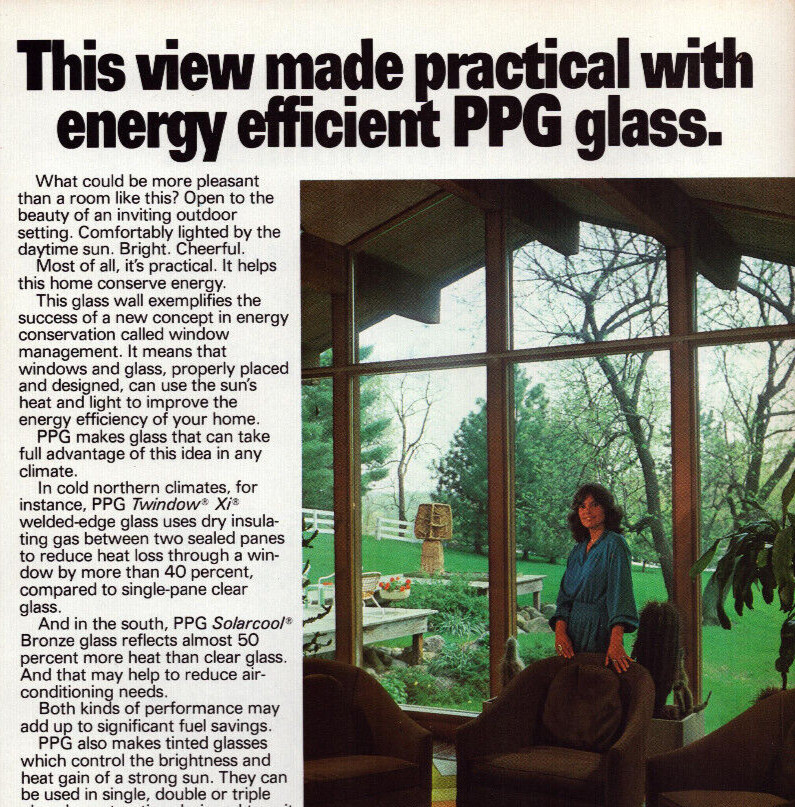 PPG Energy Efficient Glass Windows 70’s Decor Pittsburgh Vintage Print Ad 1979