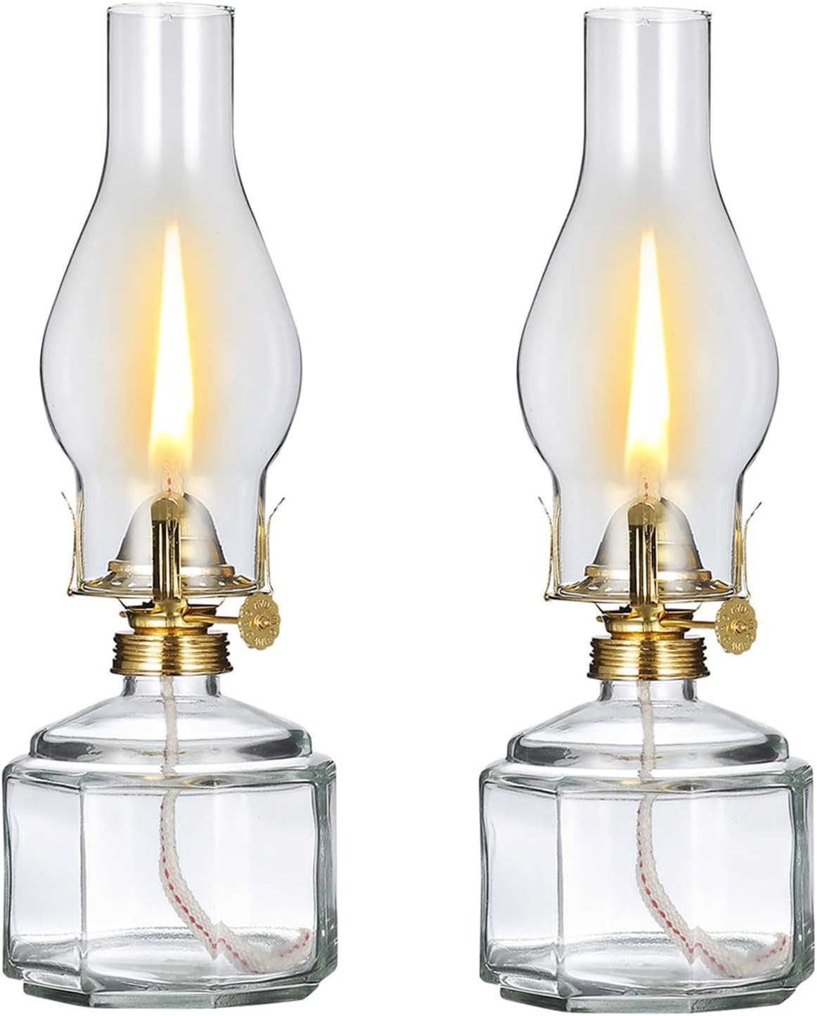 Set of 2 Vintage Large Kerosene Lamp Classic Rustic Oil Lamps for Indoor Use Hom