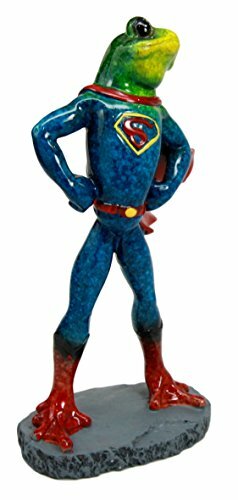Ebros Superhero Frog Superman Statue 8″Tall Animated Frog Decor