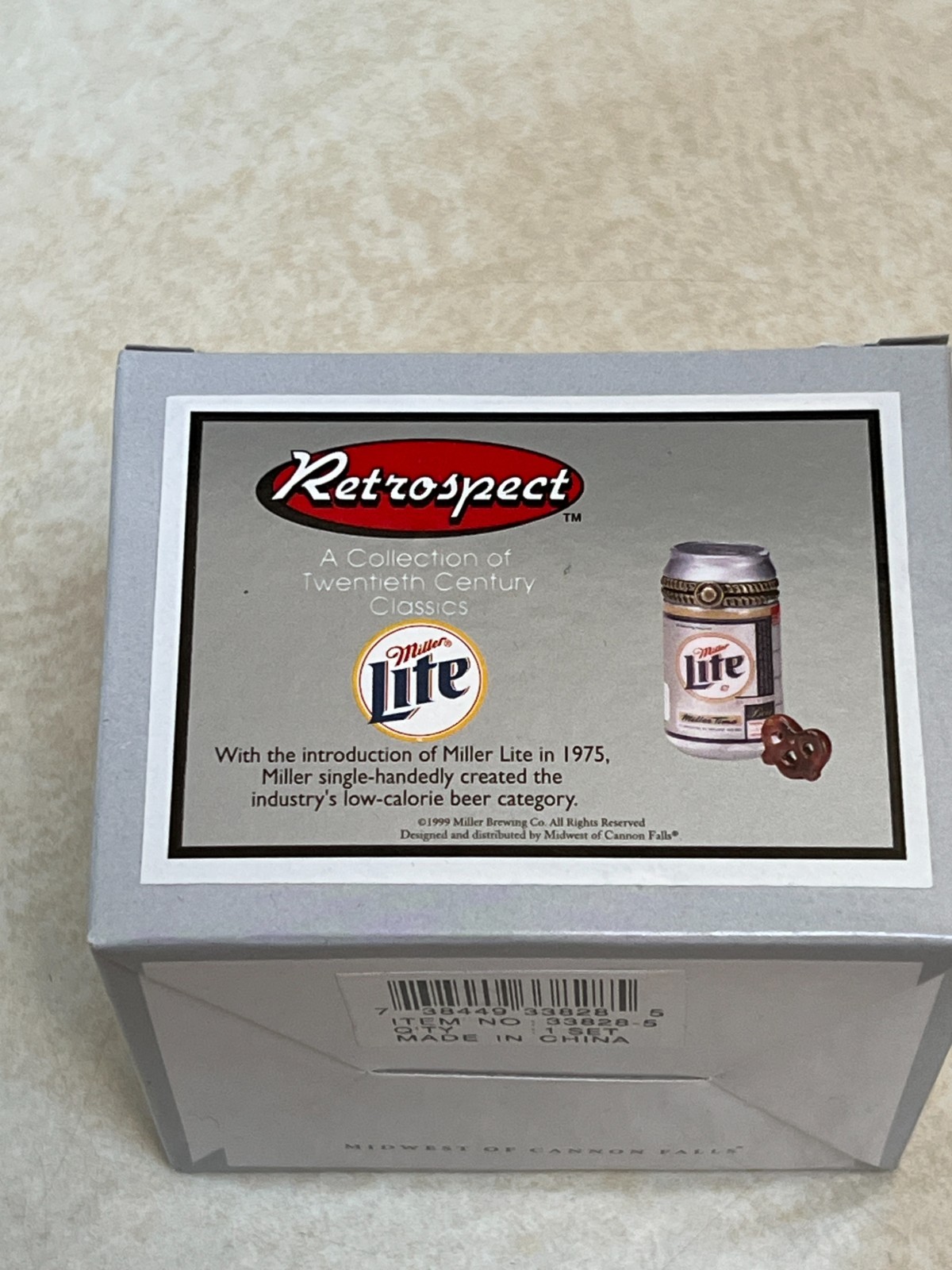 1999 Midwest of Cannon Falls PHB Trinket Box: Miller Lite Can w/Pretzel Trinket