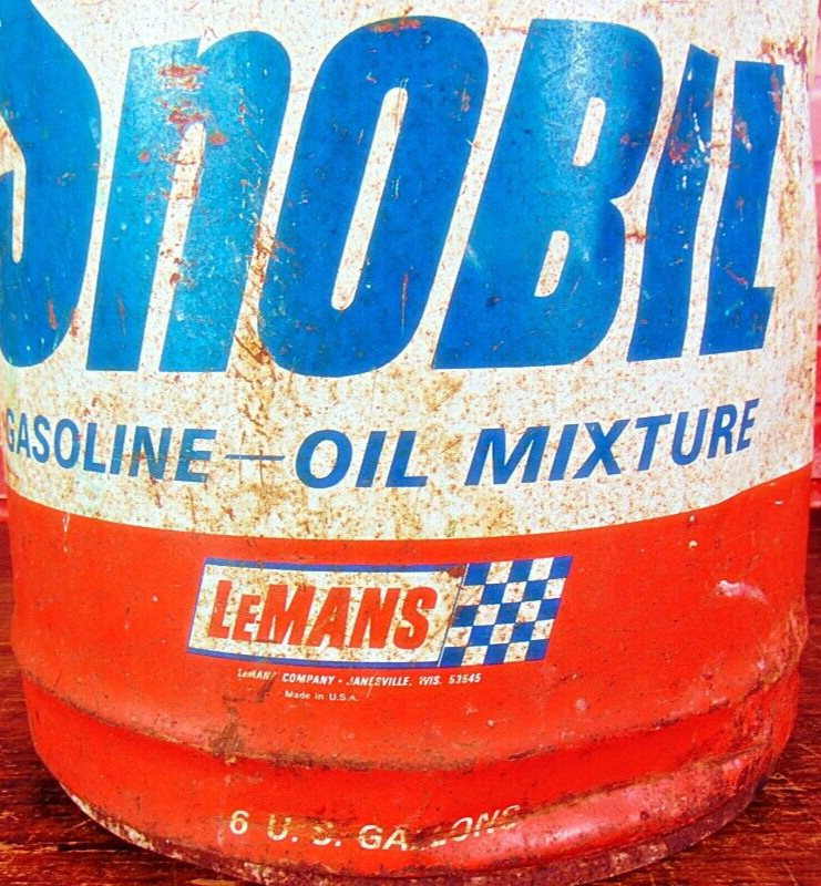 Vintage Snobil LeMans Gas Oil Mixture 6 Gal Can Tin Service Station/Garage/Shop