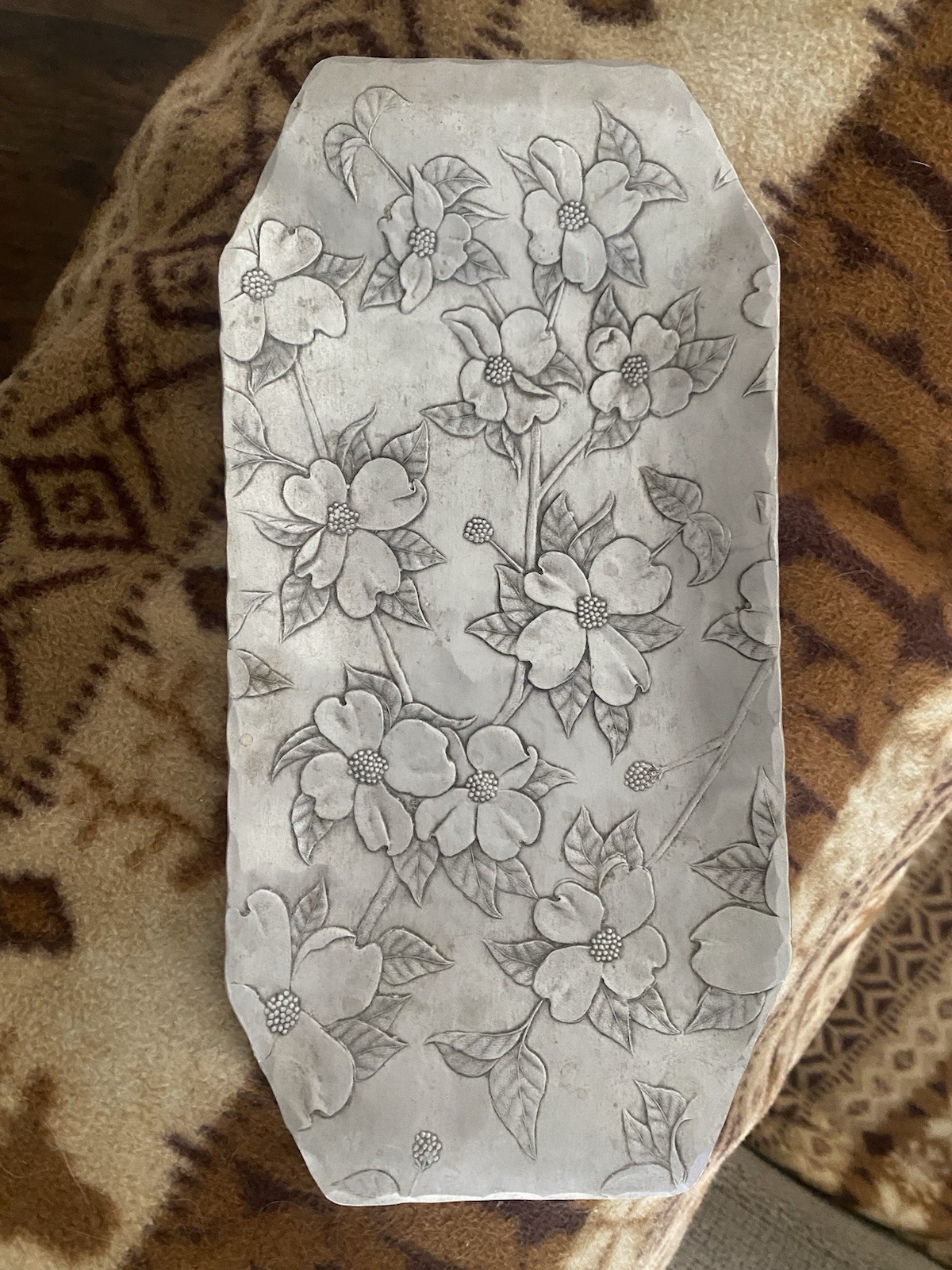 The Forge Handmade Aluminum Floral Tray Decorative Collectible 12 Inch