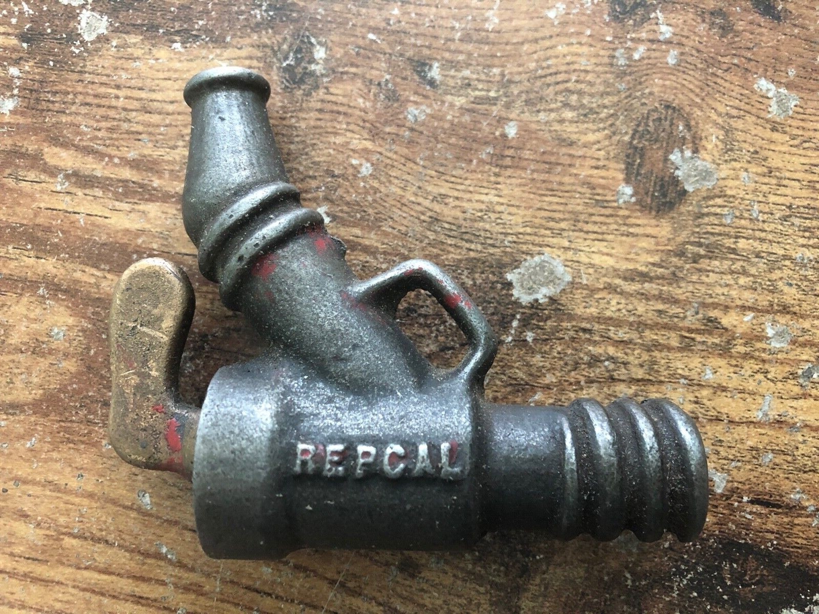 Vintage REPCAL Cast Iron Brass Faucet Nozzle Spout Handle PAT. APLD.