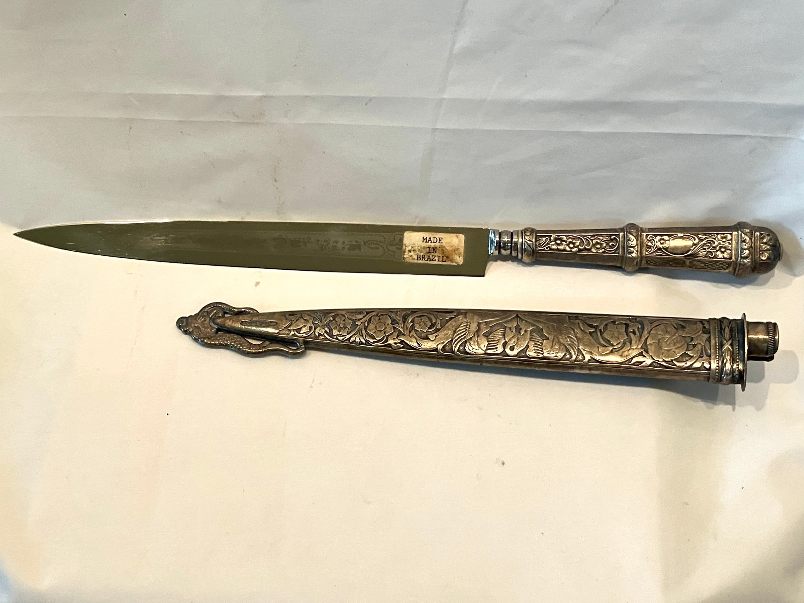 13 1/2 in w/sheath scabbard Brazil Gaucho boot knife 12 5/8 blade 8 inch silver