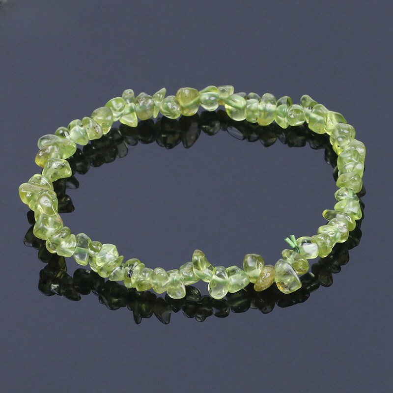 Natural Peridot Quartz Crystal Chip Stone Bead Stretchy Bracelet Bangle Healing