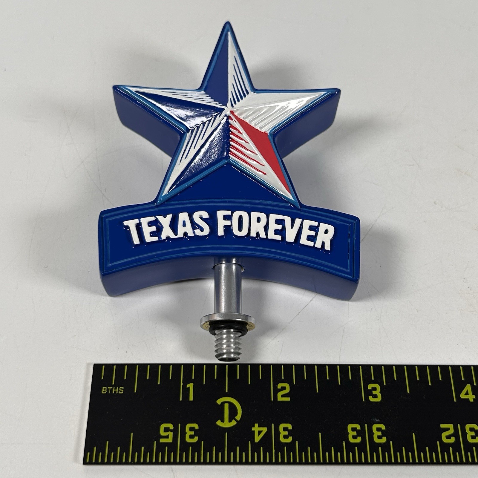 Texas Forever Lone Star Red White & Blue Double Sided Beer Tap Handle Topper