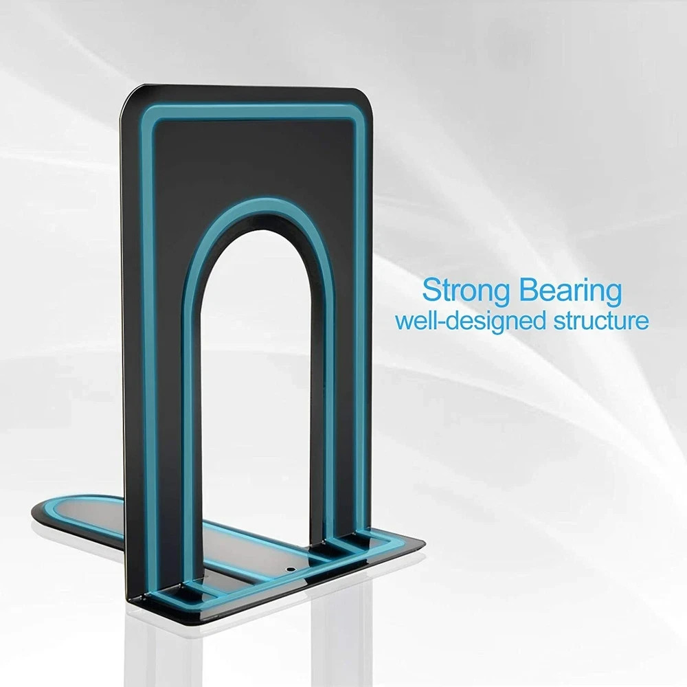 Metal Library Bookends Book Support Organizer Bookends Shelves Office 6 Piece