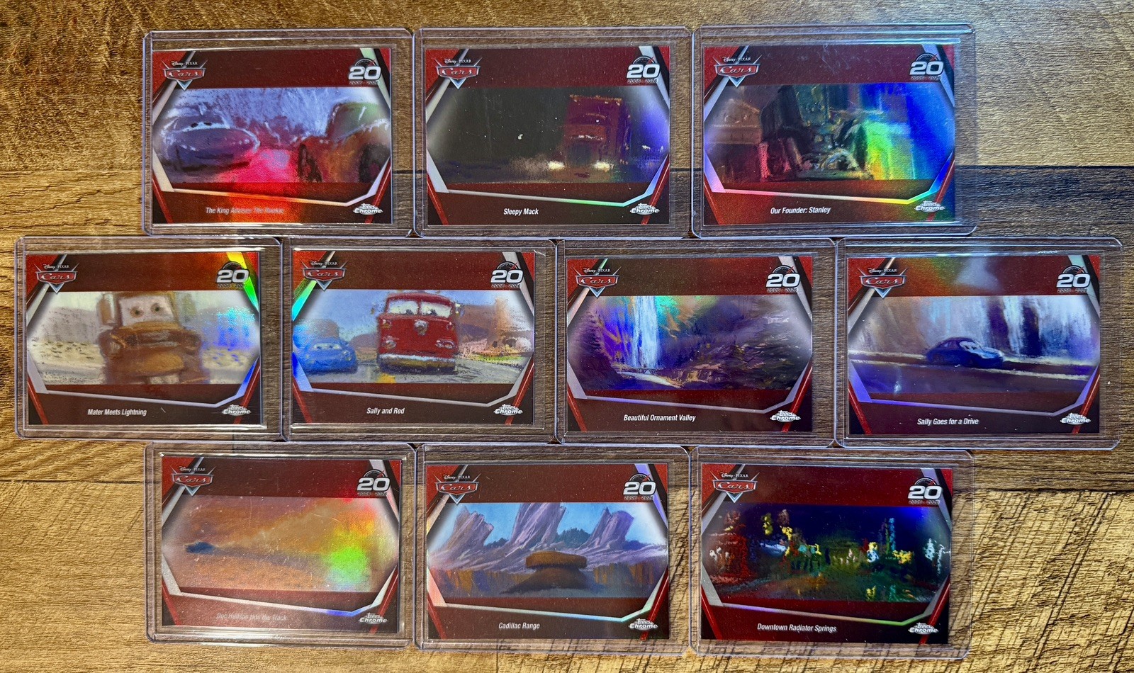 2026 Topps Chrome Disney Cars 20th Anniversary Complete 10 Card Insert Set