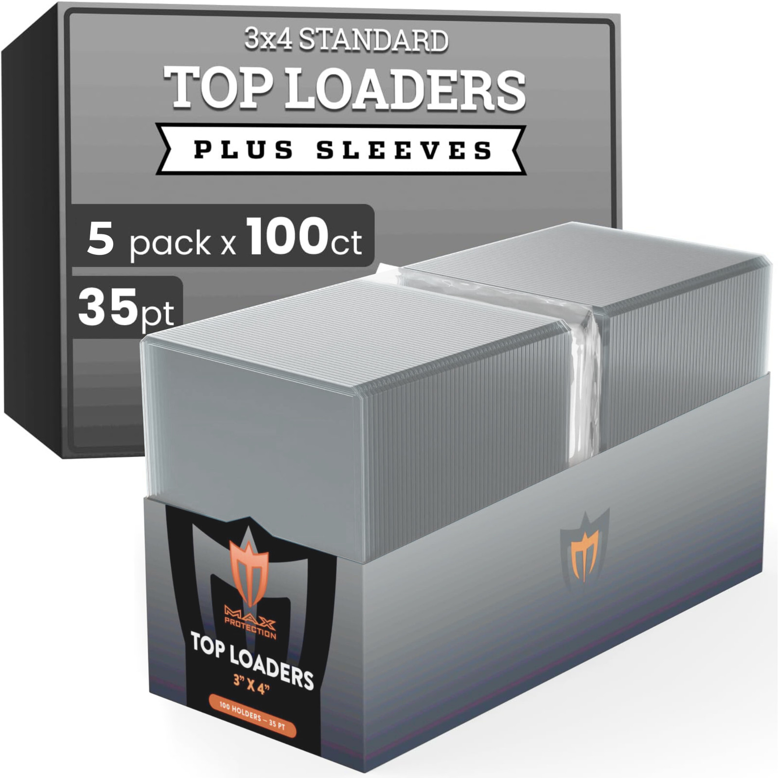 (500) Max Protection 3×4 Sports Card Regular Toploaders + Sleeves 100ct packs
