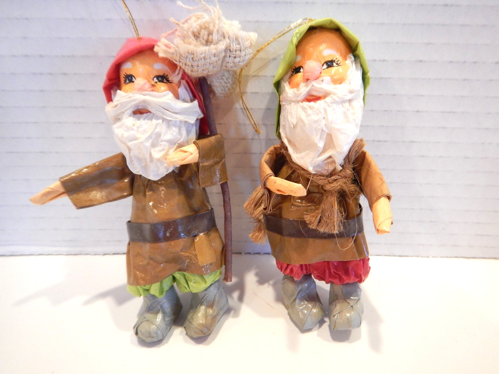 Vintage Paper Papier Mache Hillbilly Christmas Ornaments