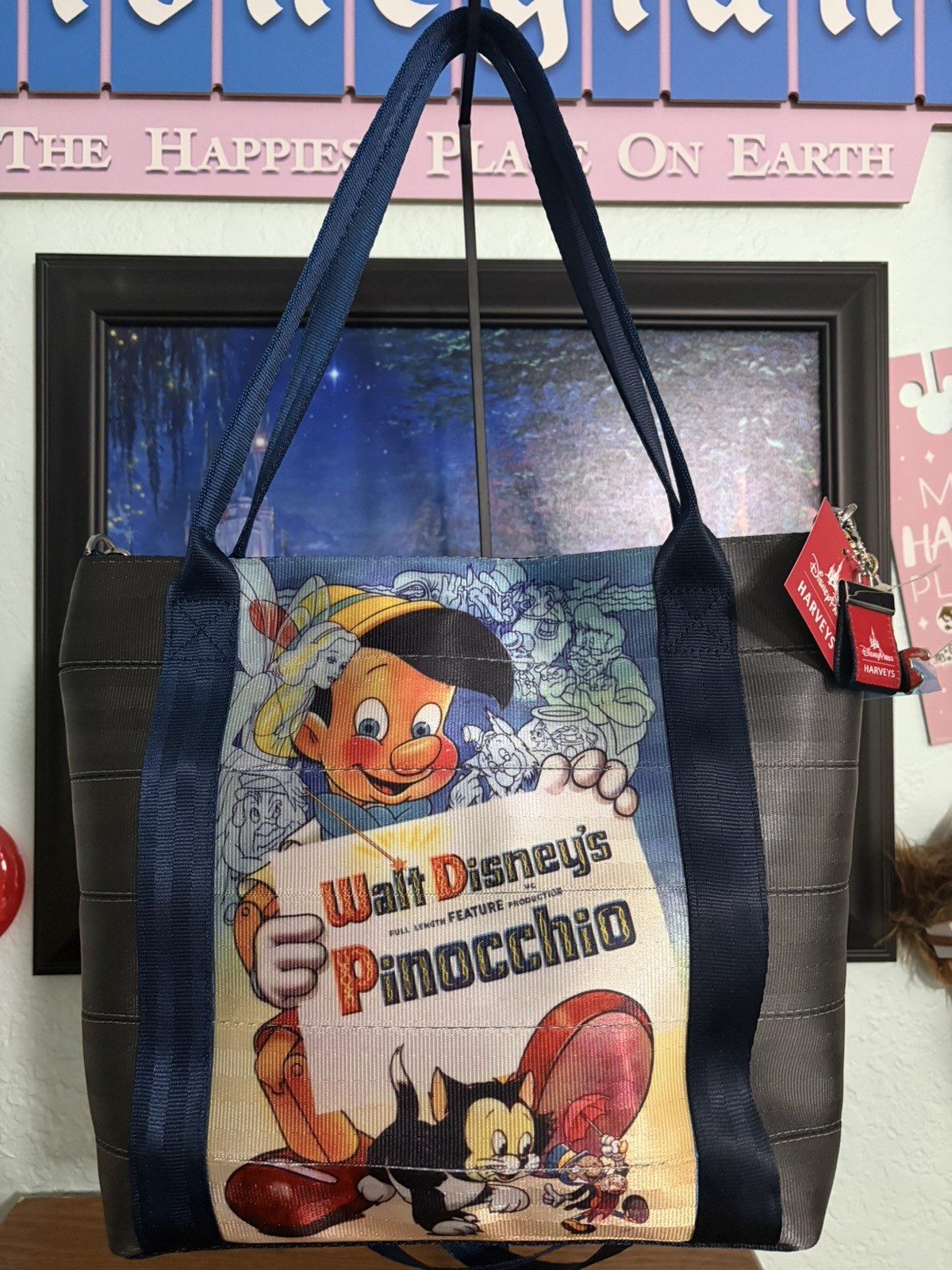Disney Parks 2025 Pinocchio HARVEYS Tote Bag Seatbelt Purse