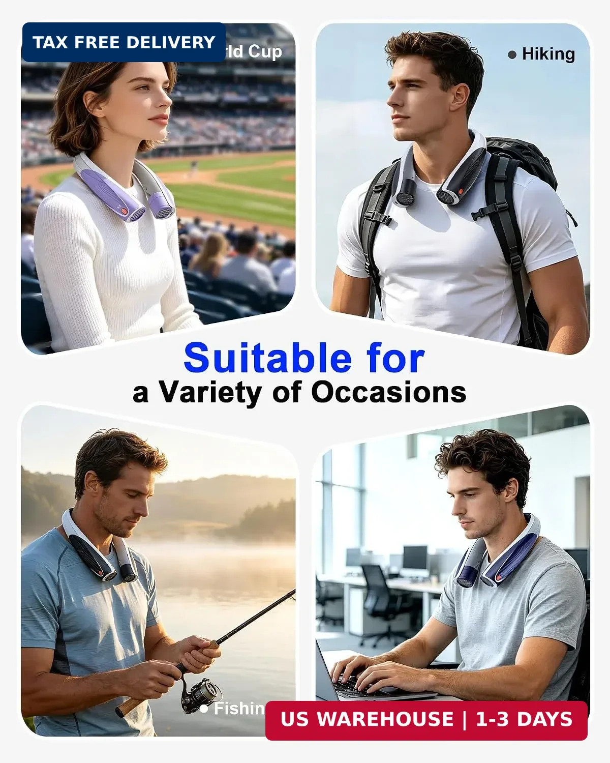 Portable Neck Fan, Max 20H, Rechargeable Personal Fan with 6000mAh Battery, 360°