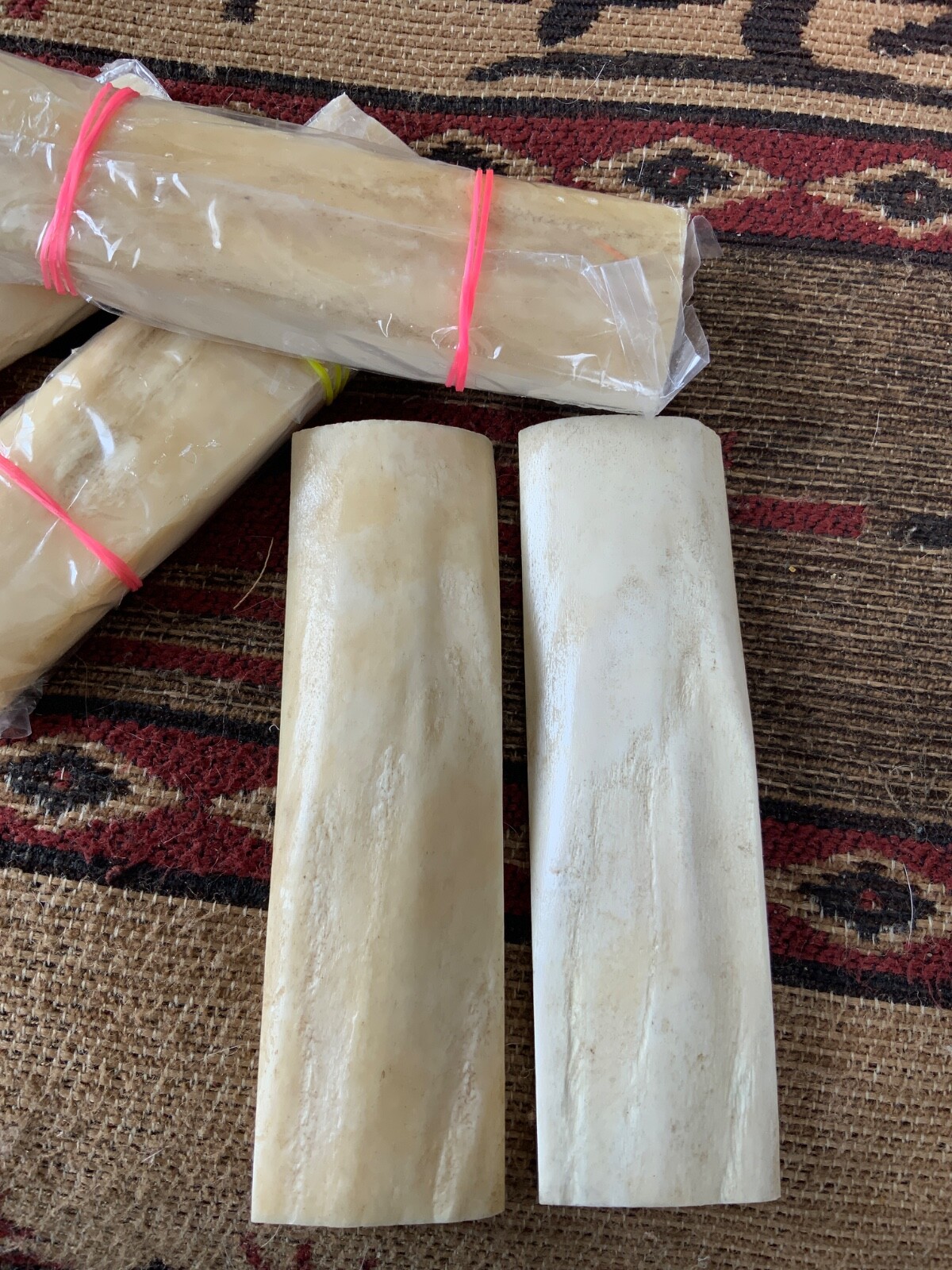 CAMEL BONE Natural outer bark KNIFE HANDLE MATERIAL SCALES 5” X 1 1/2”, no fill