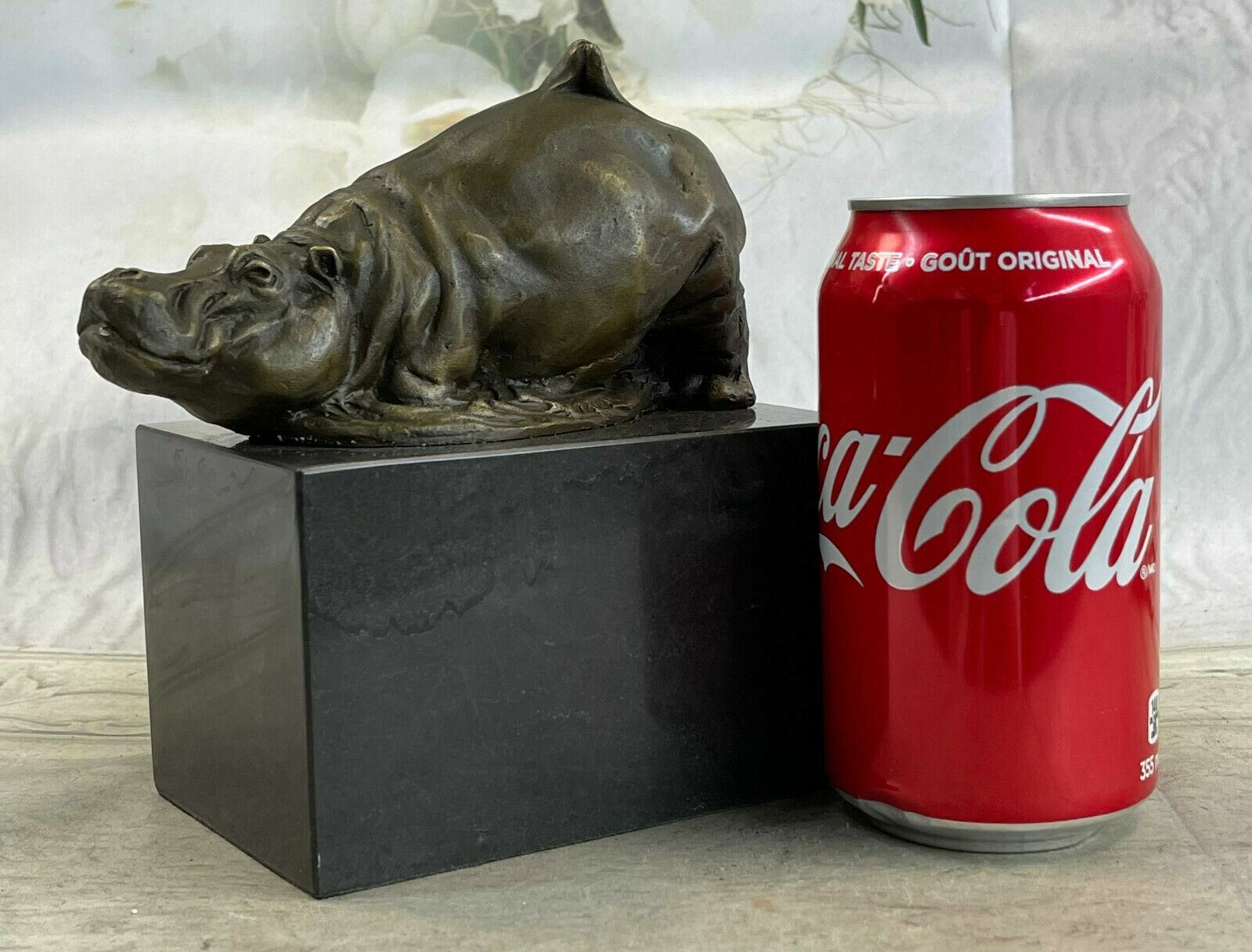 Animal Statue – Happy Hippo – Bronze / Marble Sleeping Hippopotamus