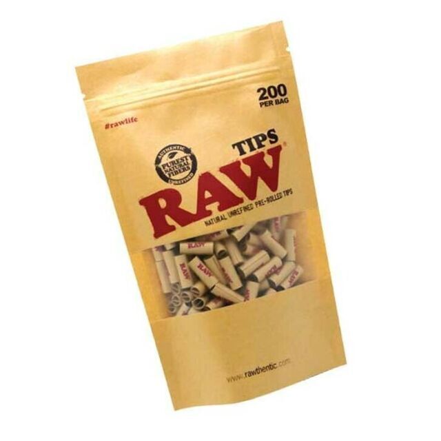 RAW PRE-ROLLED TIP FILTERS – 200ct BAG