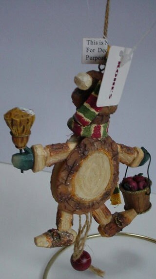 Pull String Christmas Ornament Rustic Wood Slice