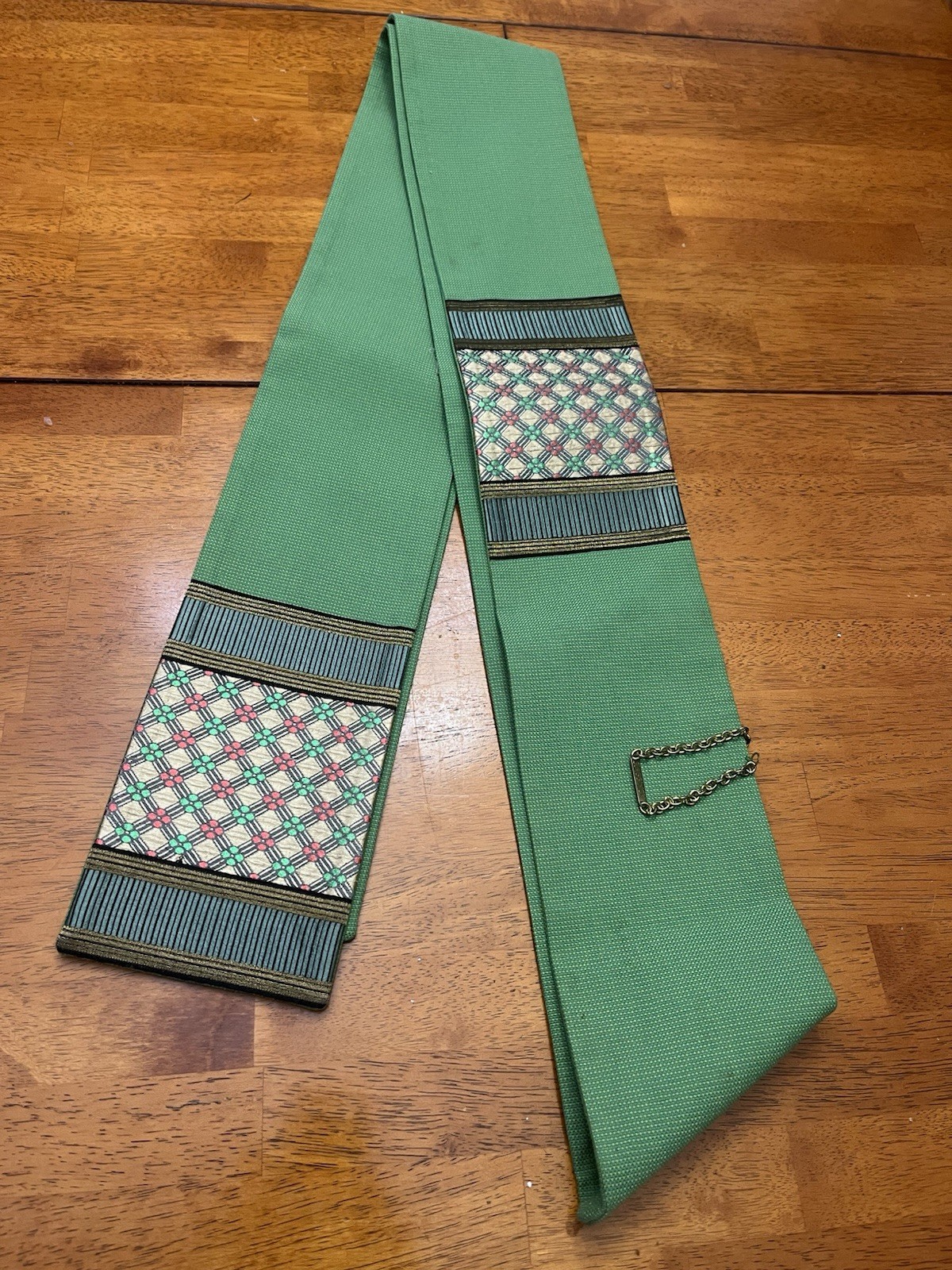 Vintage green multi colored Slabbinck Belgium Clergy Stole