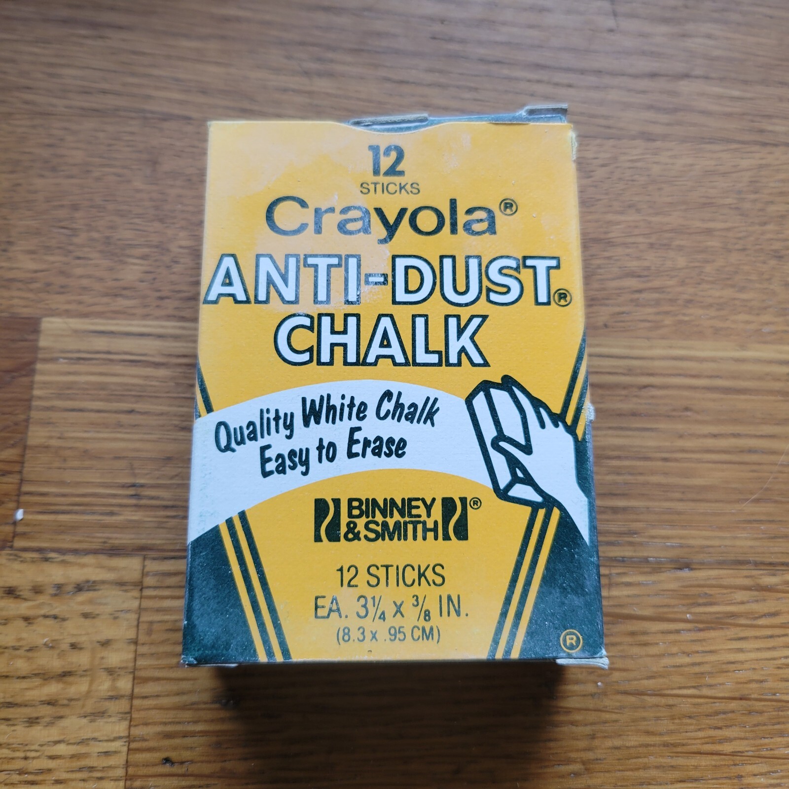 Vintage Crayola ~ USA Binney & Smith No. 1402 ~ White Anti-Dust Chalk Box of 12