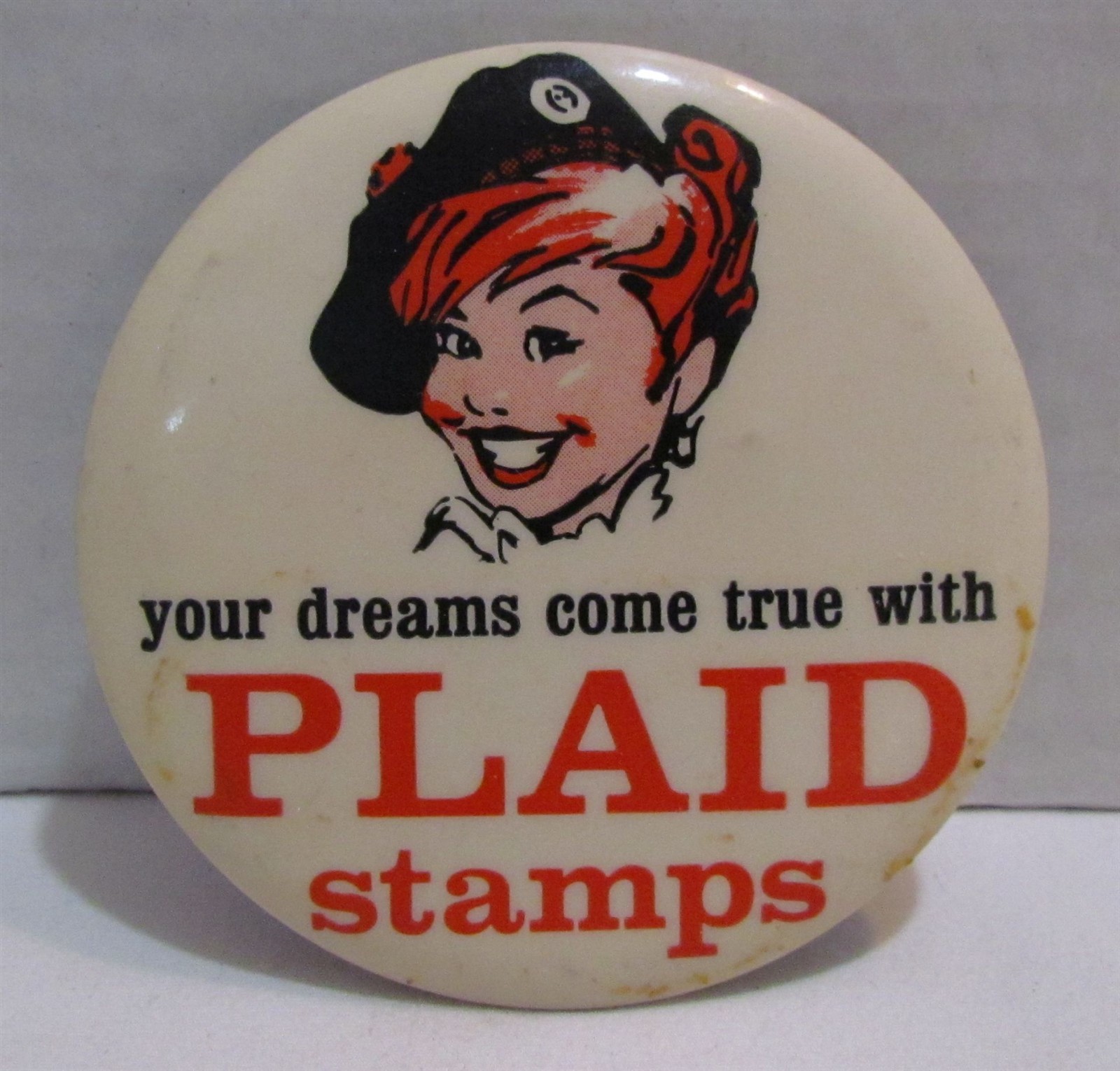 1960’s A&P Plaid Stamps Pinback Button, Trading Stamps
