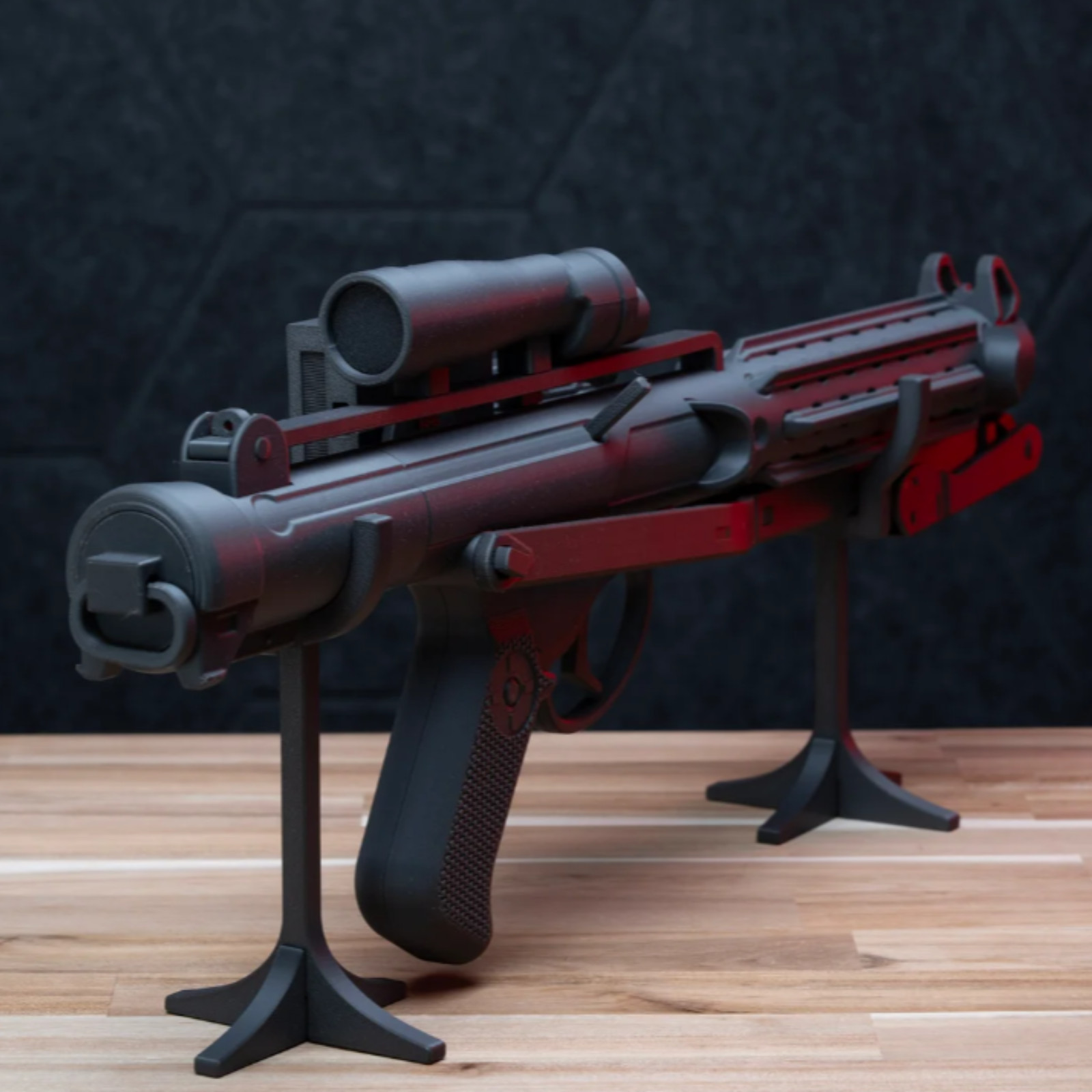 27″ BLACK Stormtrooper E-11 Blaster Rifle with Fold Out Stock | 3D Printed