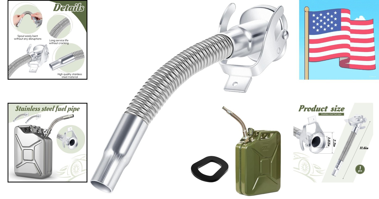 Versatile Flexible Jerry Can Spout – 11.6” Stainless Steel for NATO Cans,