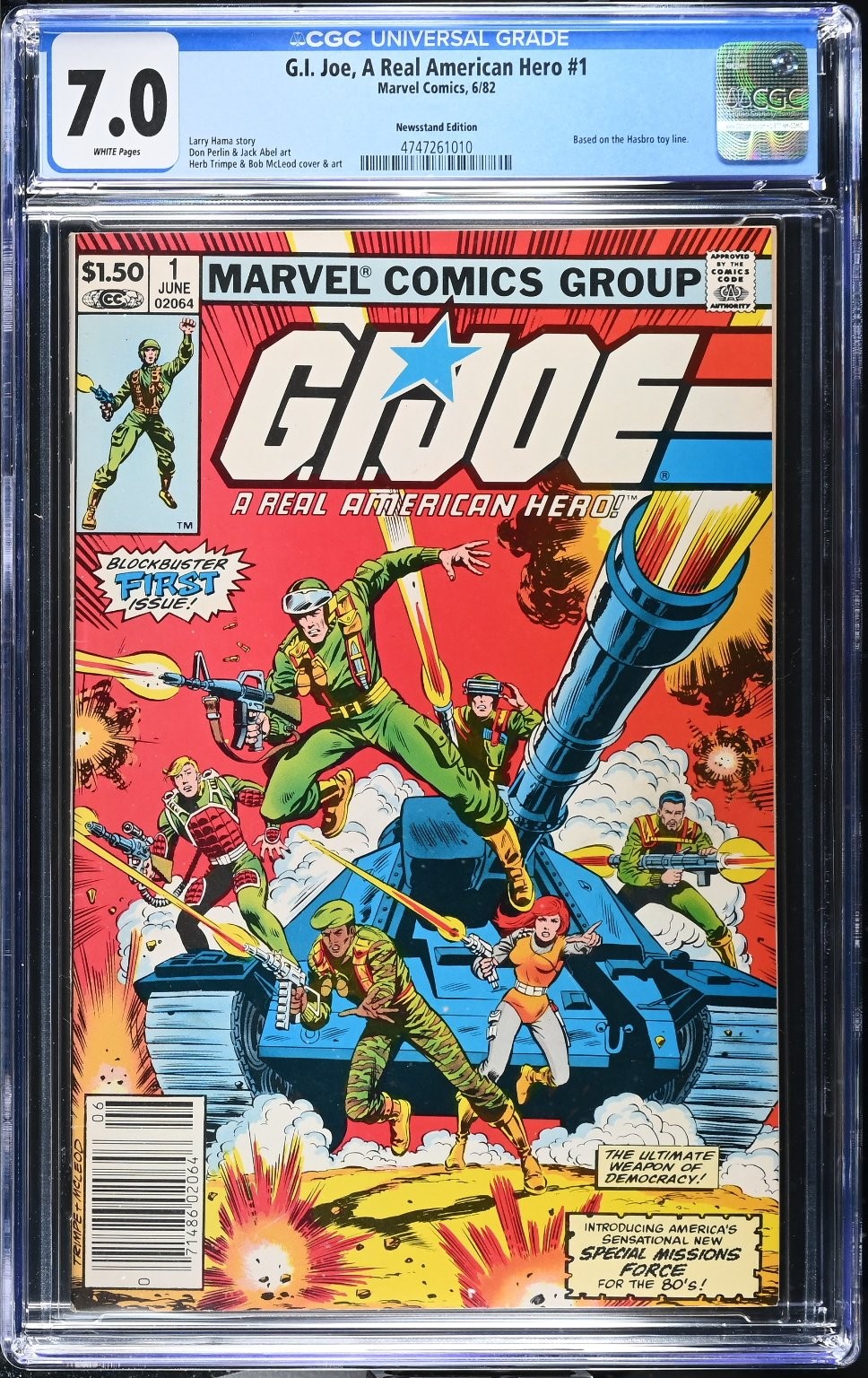 G.I. Joe A Real American Hero #1 CGC 7.0 Newsstand Marvel 1982